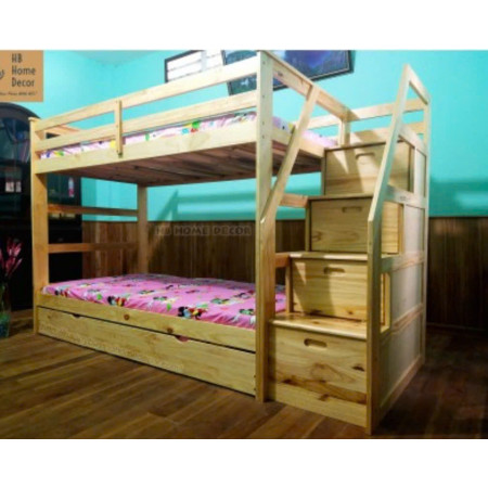 165 Naturall : Giường 3 Tầng Cầu Thang Liên Hợp - 1m